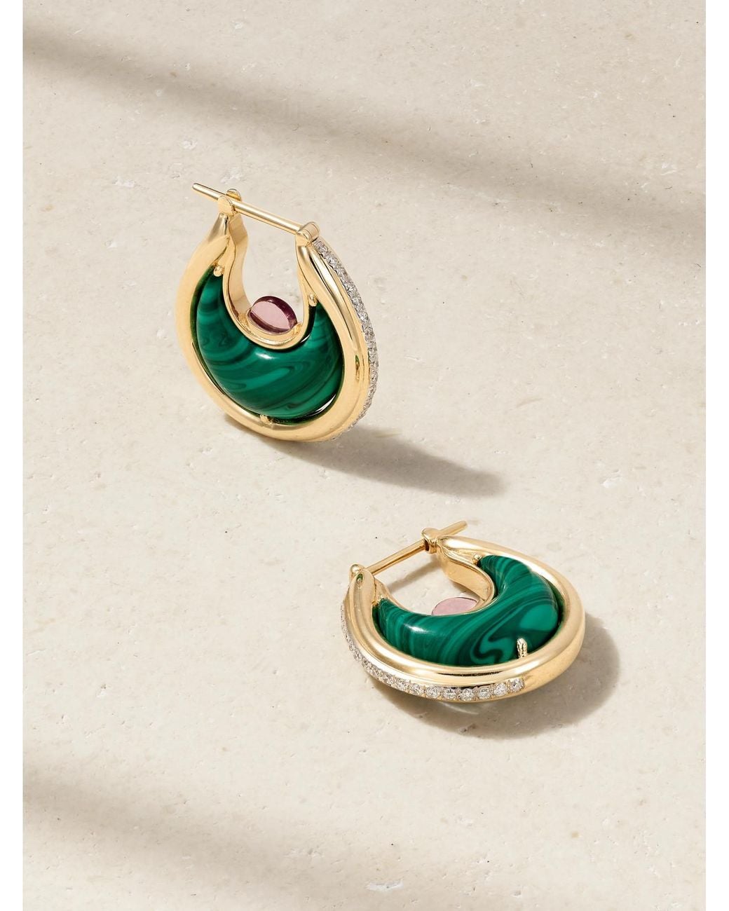 L'Atelier Nawbar Green Diana Big 18-Karat Multi-Stone Earrings