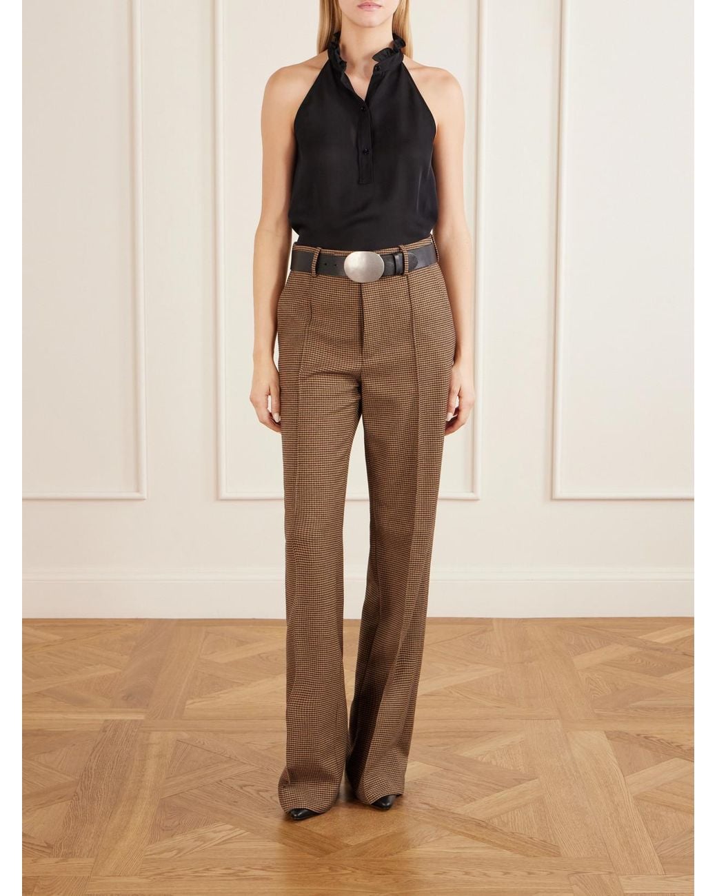 Nili Lotan Black Daniella Halter Silk-Georgette Blouse
