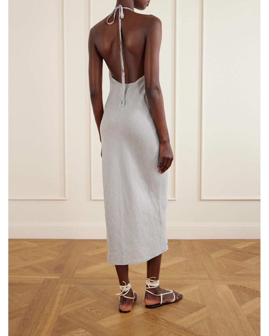 James Perse White Linen Midi Dress