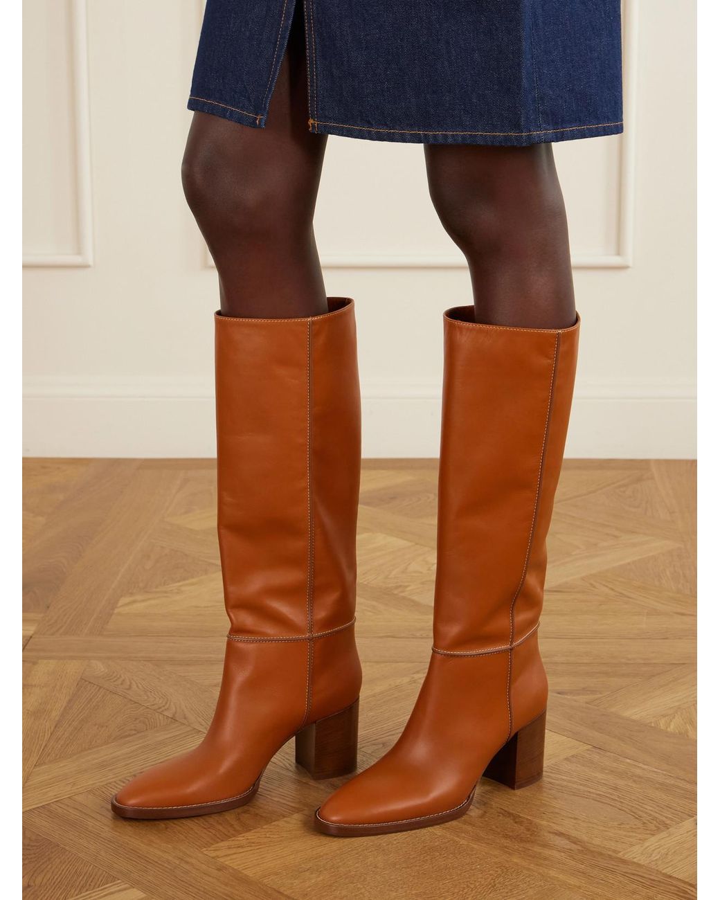 Gianvito Rossi Brown 70 Leather Knee Boots