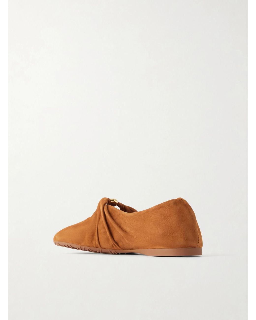 Loewe Brown Pebble Embellished Suede Flats