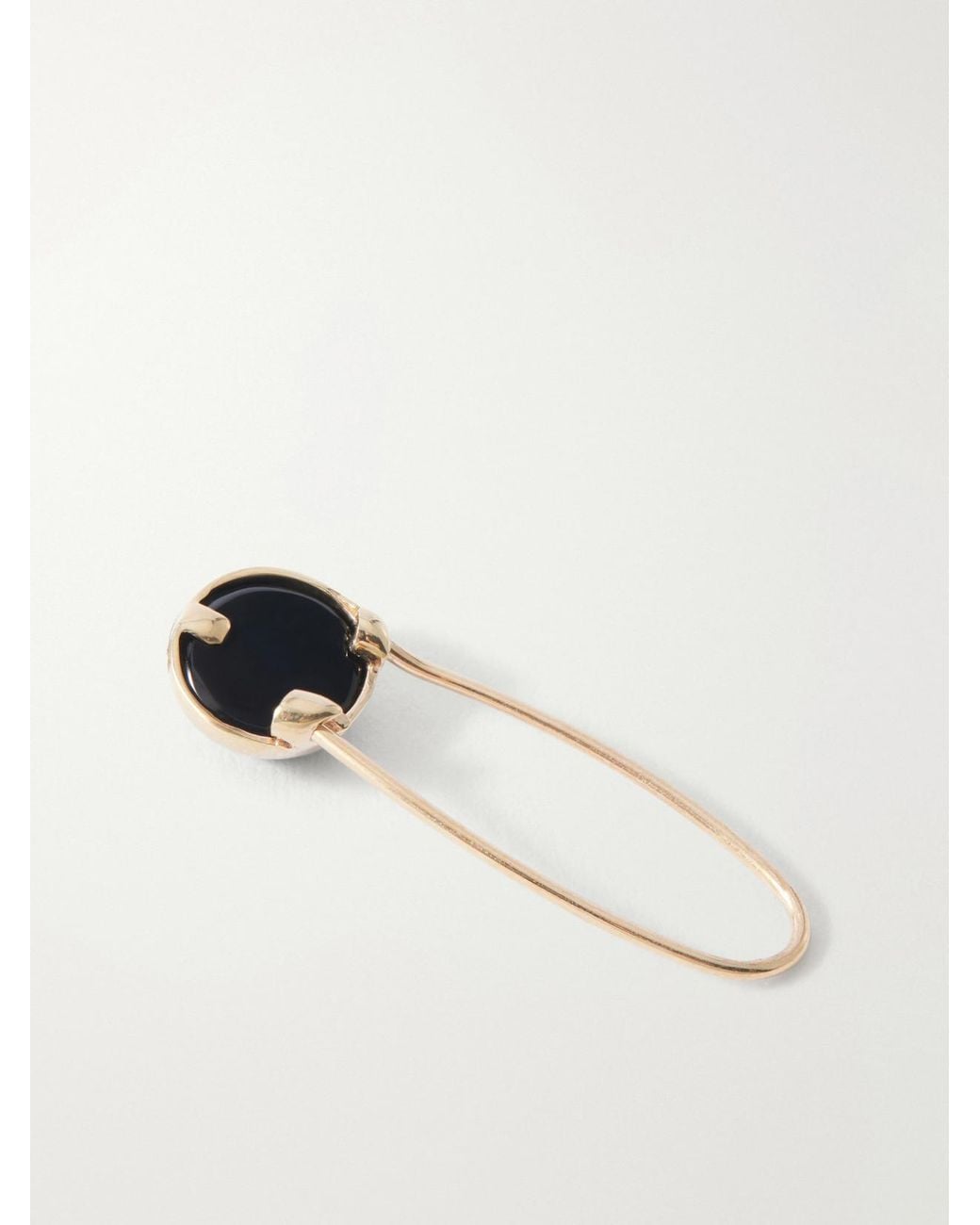 Loren Stewart White Cabochon Safety Pin 14-Karat And Onyx Earring