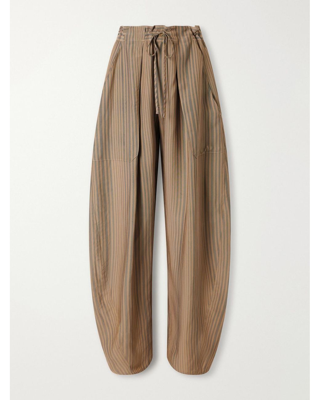 Kallmeyer Natural Clemence Striped Twill Wide-Leg Pants