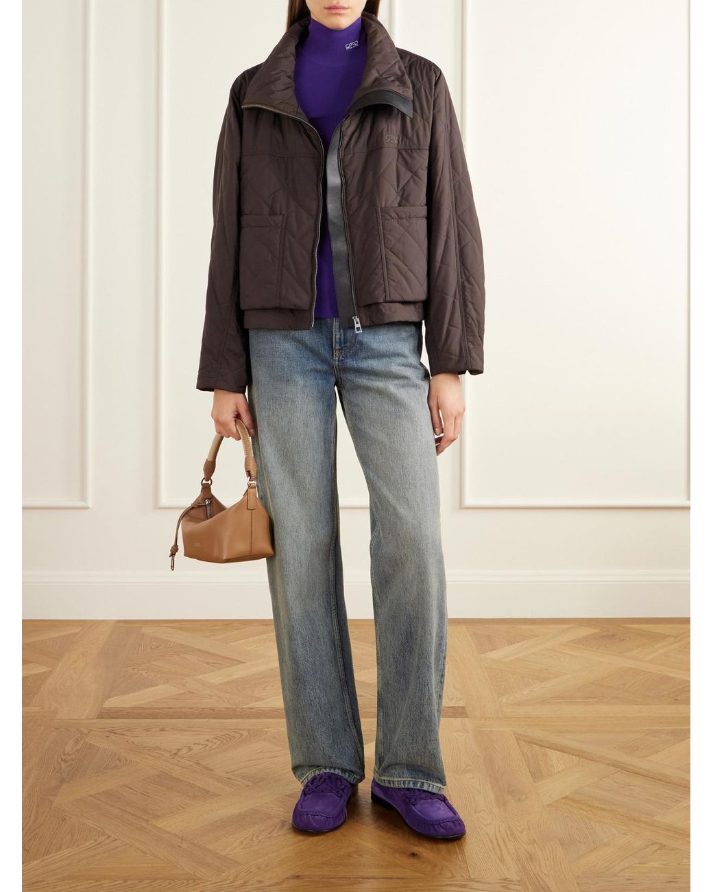 Loewe Purple Double L Suede Loafers