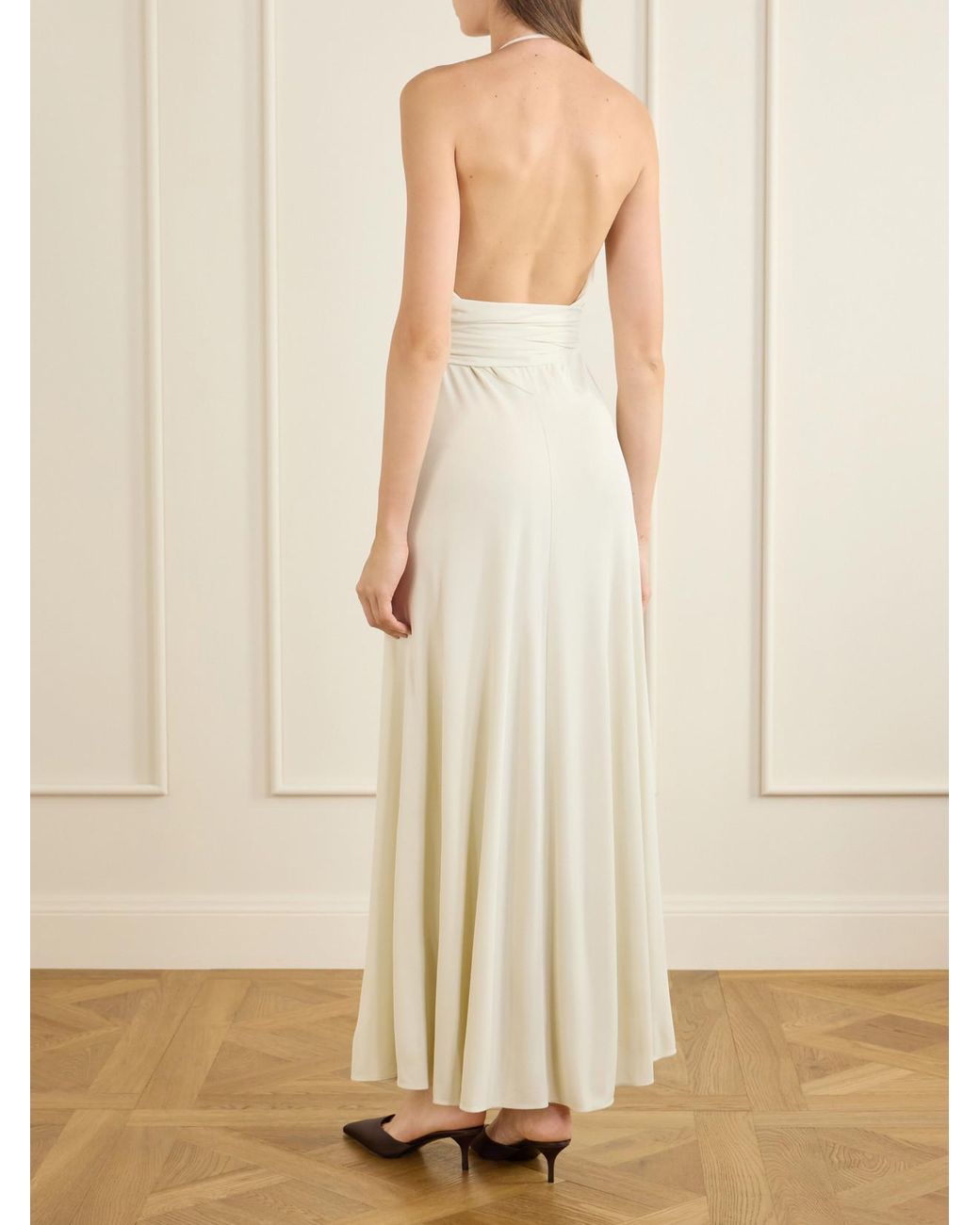 Alaïa White Halter Jersey Maxi Dress