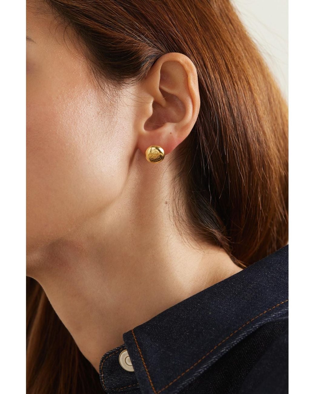 Loewe Natural Anagram Pebble-Plated Earrings