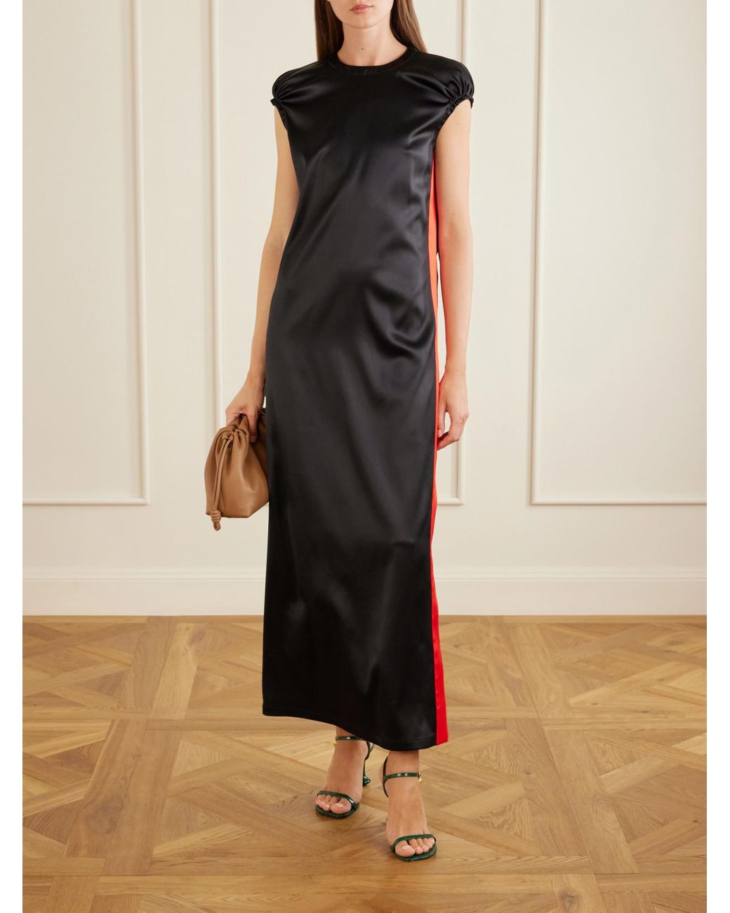 Loewe Black Silk-Blend Satin Midi Dress