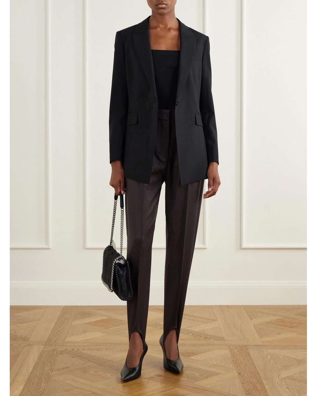 Stella McCartney Brown Tapered Wool-Flannel Stirrup Pants