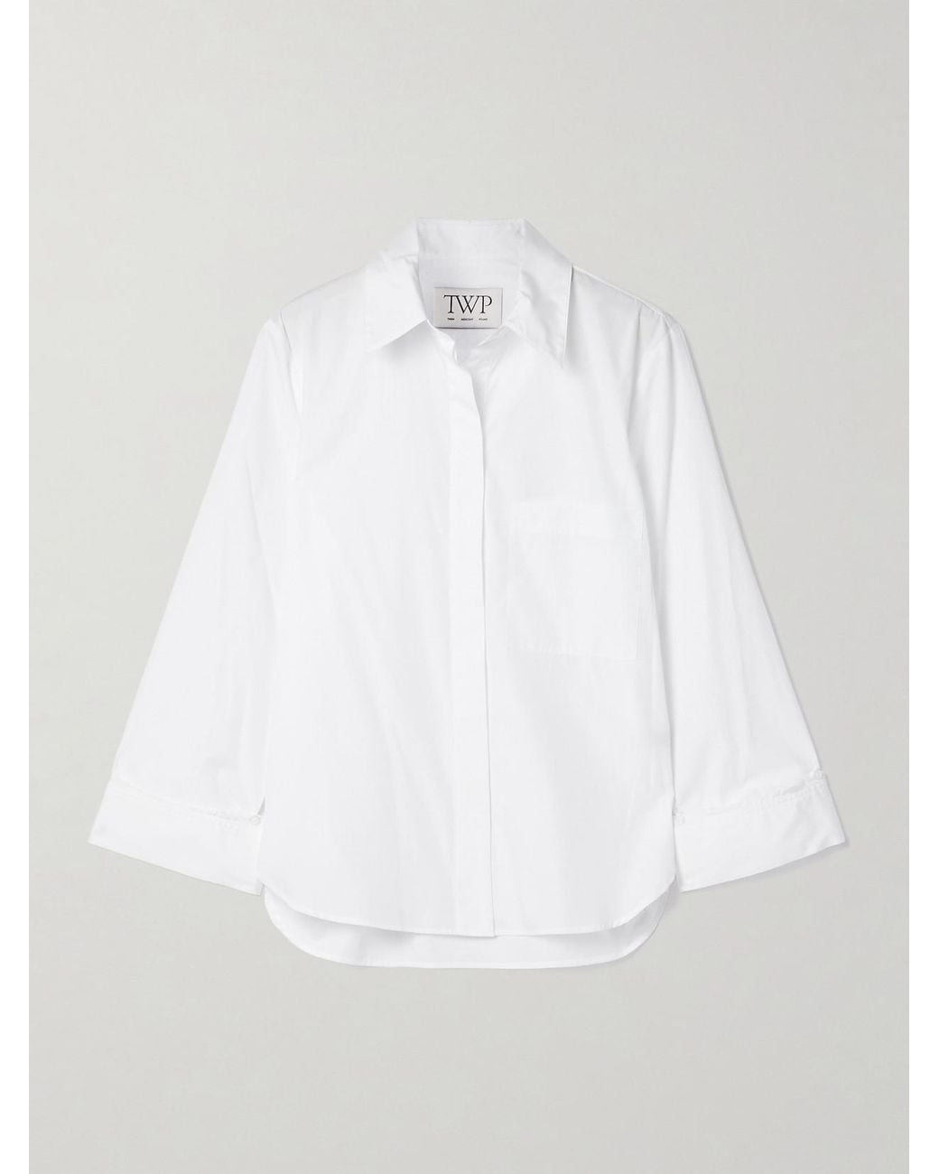 Twp White Boyfriend Cotton-Poplin Shirt