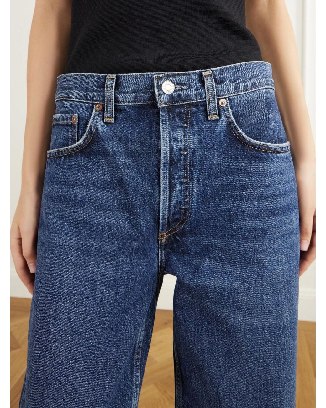 Agolde Blue Arc Mid-Rise Wide-Leg Jeans