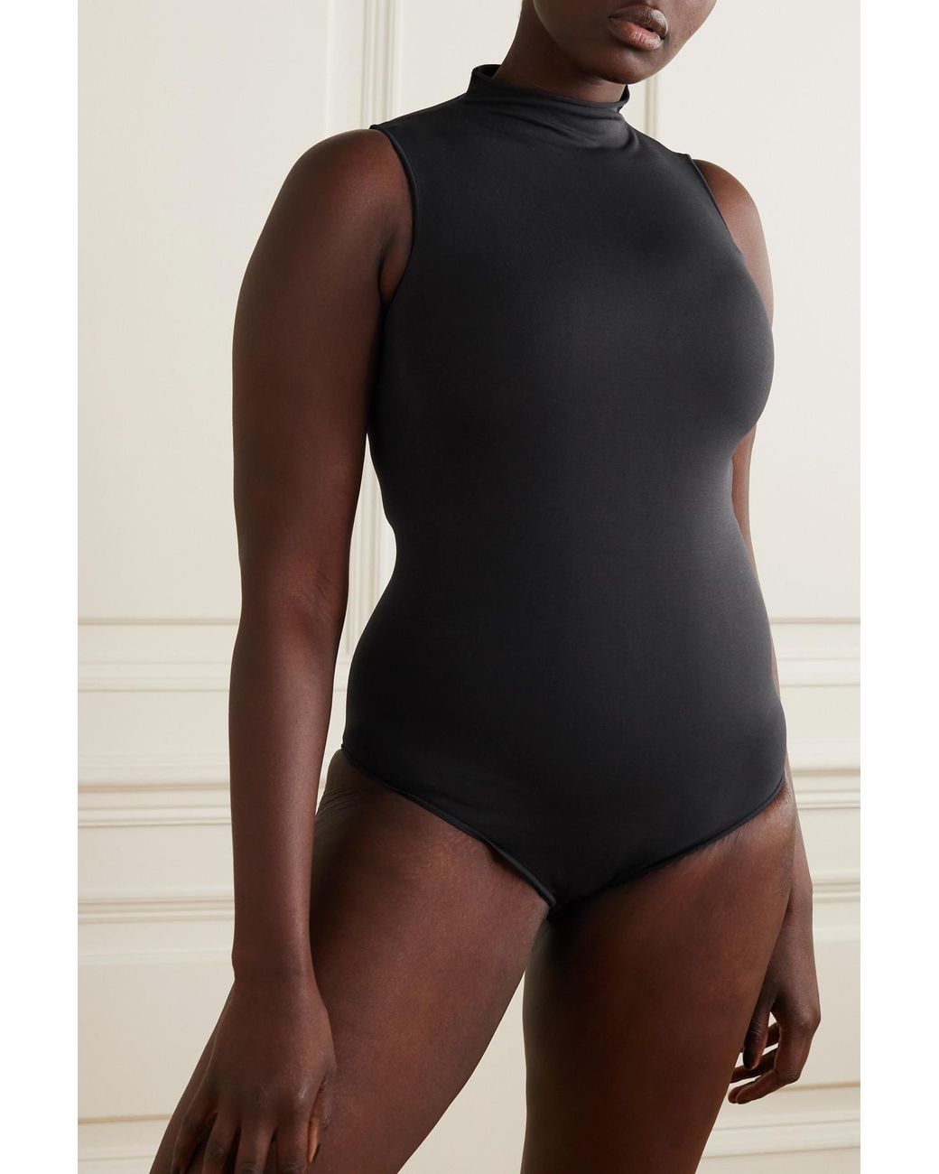 Skims Essential Mock Neck Bodysuit in Black | Lyst UK