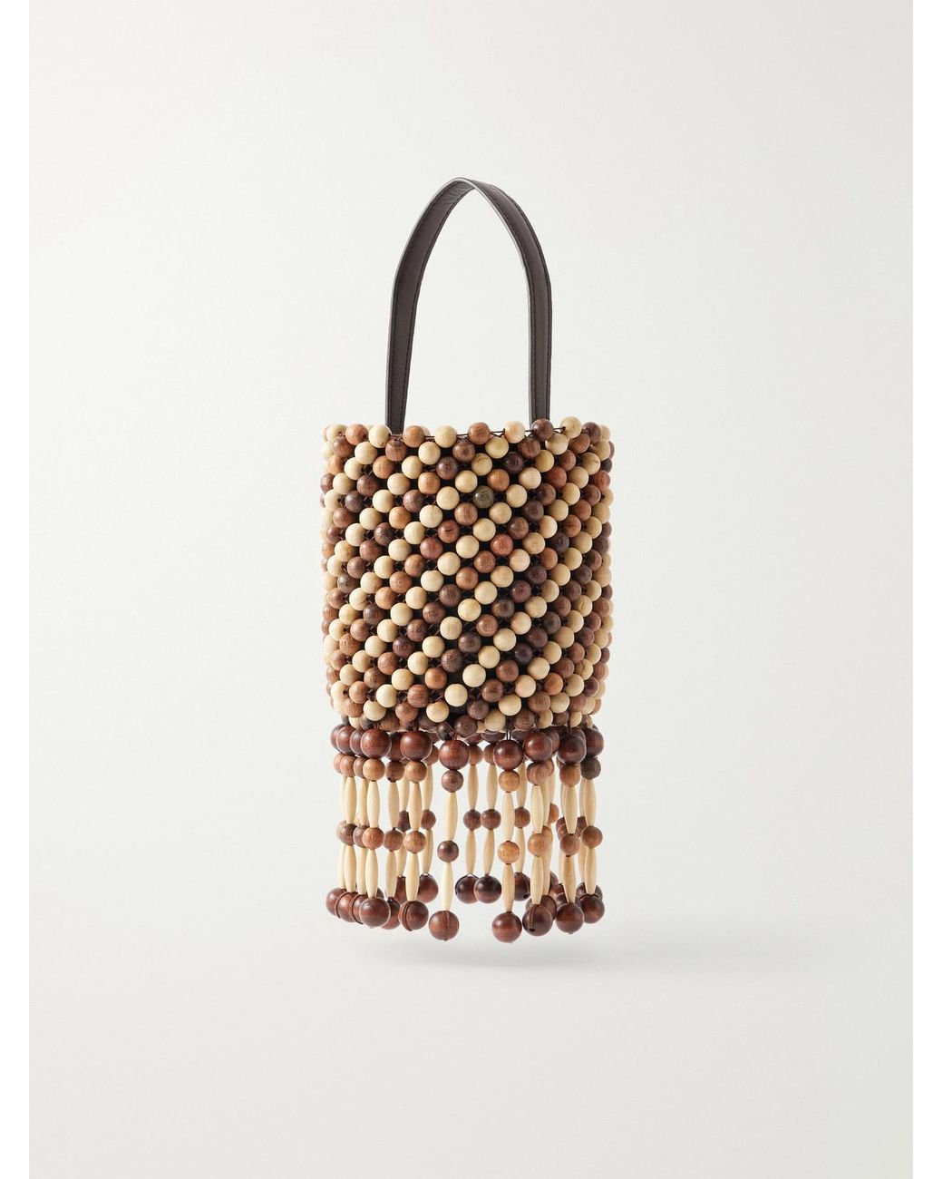 Rabanne White Beaded Mini Wood Shoulder Bag