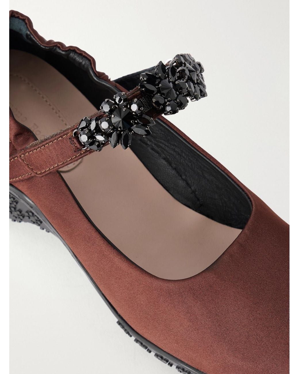 Simone Rocha Brown Ballet Runner Crystal-Embellished Satin Pumps