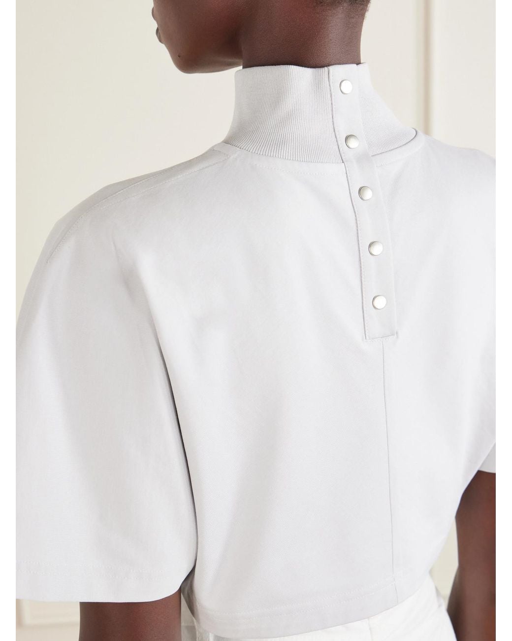 Alaïa White Cropped Cotton-Jersey Turtleneck T-Shirt