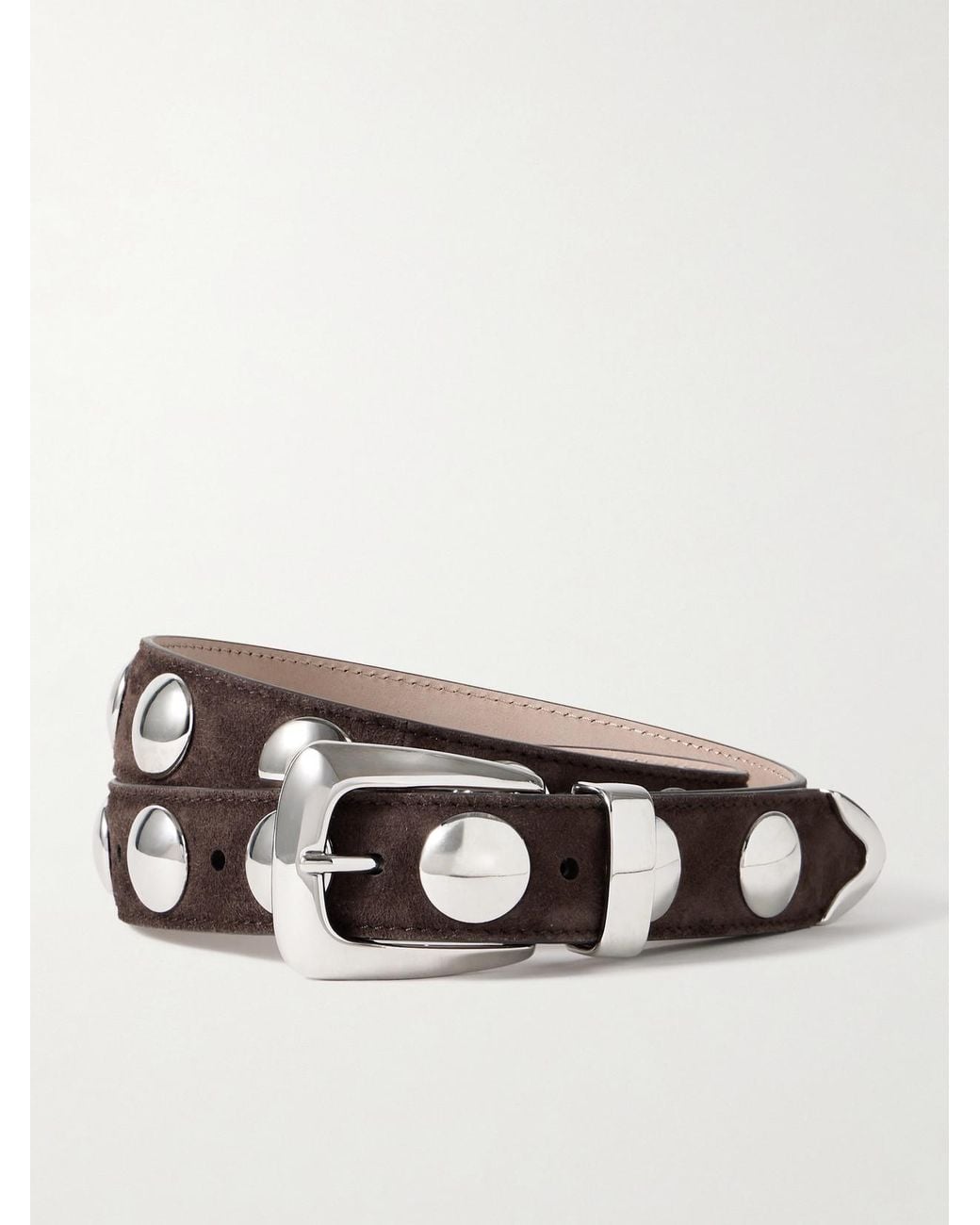 Khaite Brown Benny Studded Suede Belt
