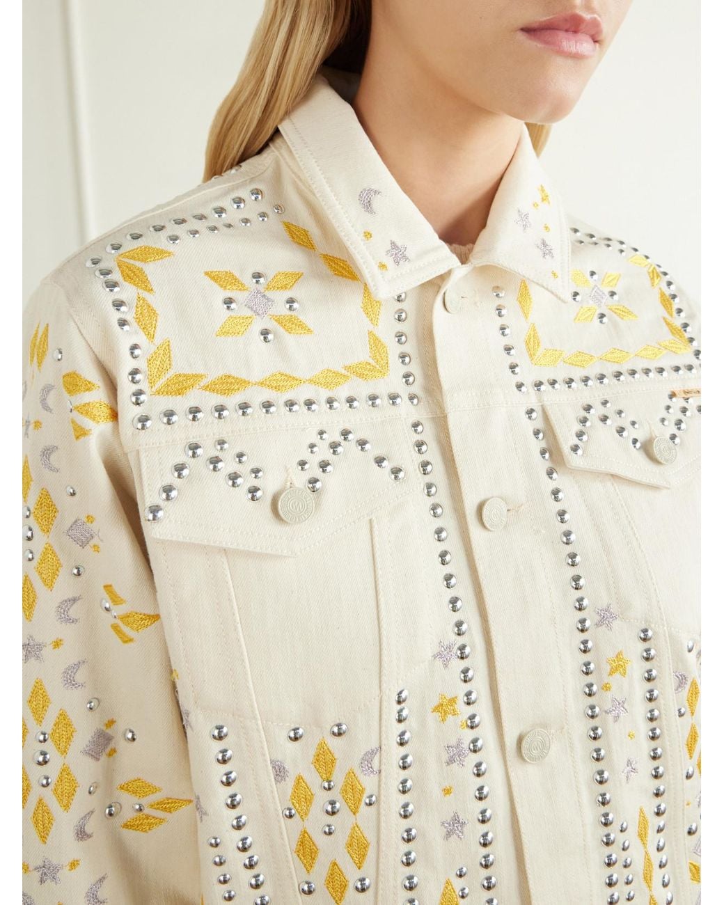 Mother Natural The Bruiser Appliquéd Studded Denim Jacket