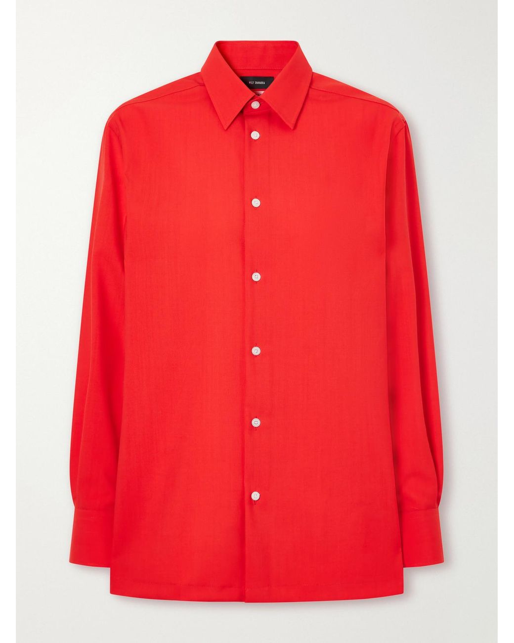 Willy Chavarria Red Wool-Twill Shirt