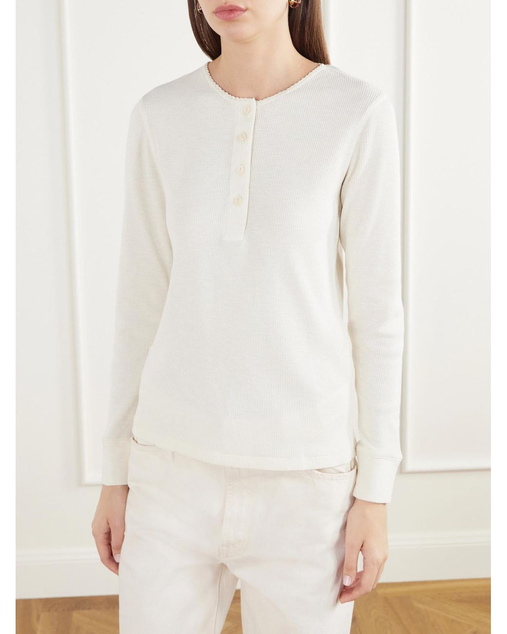 RRL Natural Waffle-Knit Cotton-Blend Henley
