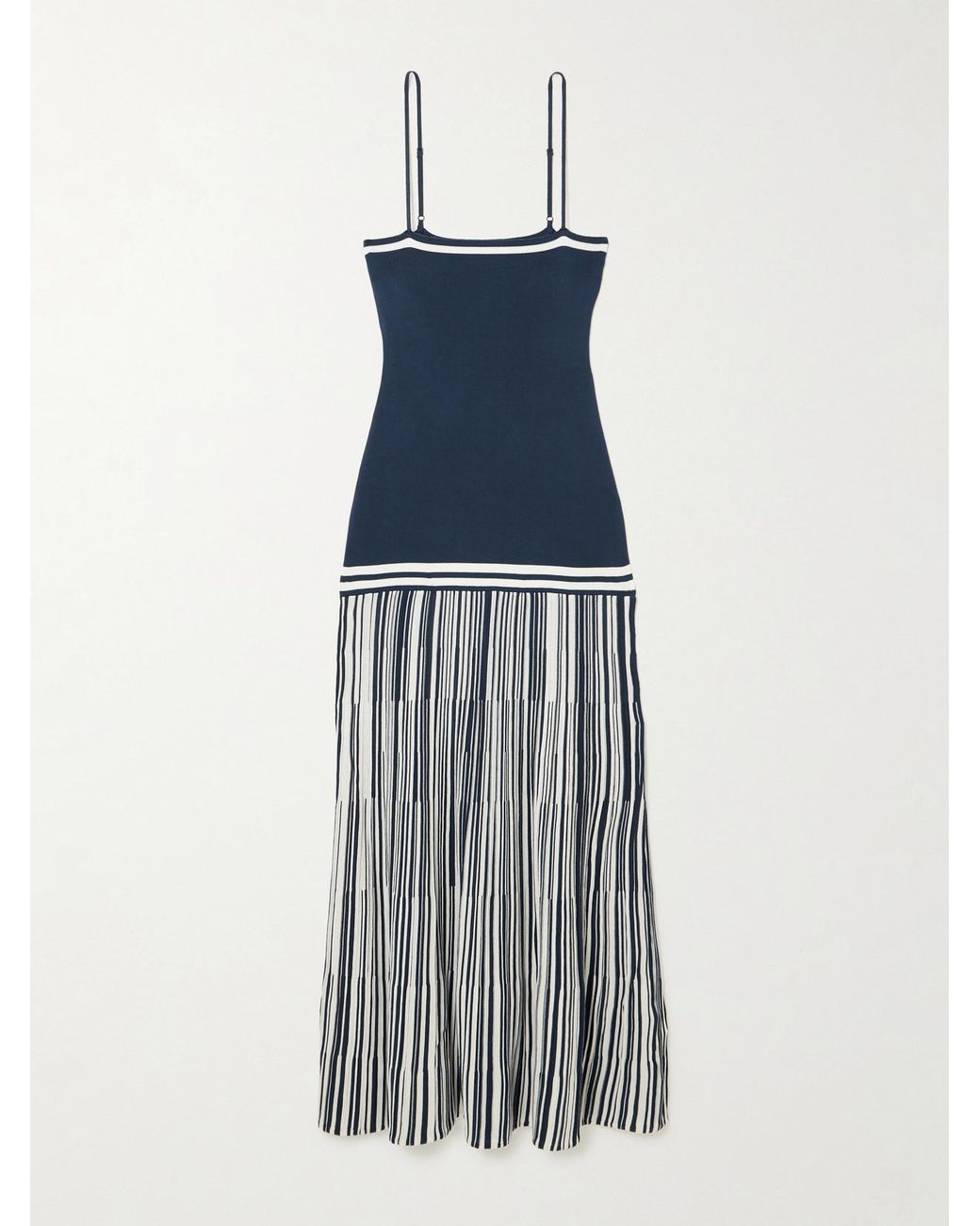 faithfull the brand knit dress Esenia Pleated Striped Knitted Maxi in Blue Brand citara