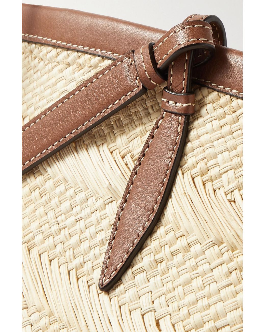 HUNTING SEASON Iraca medium leather-trimmed woven raffia tote