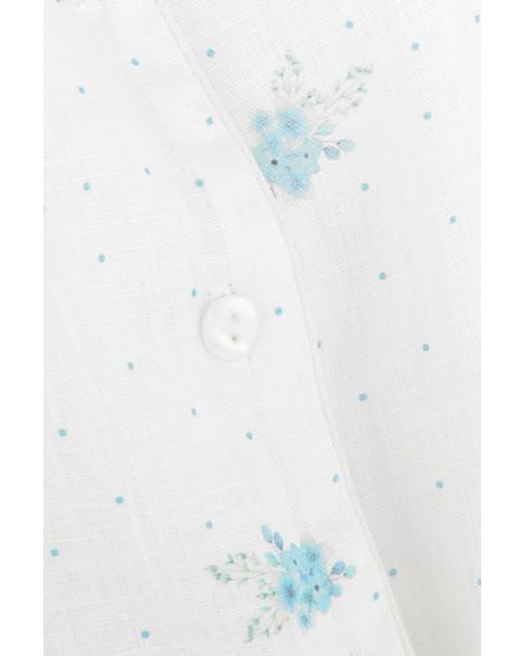 Sleeper Ruffled Floral-print Linen Pajama Set in White