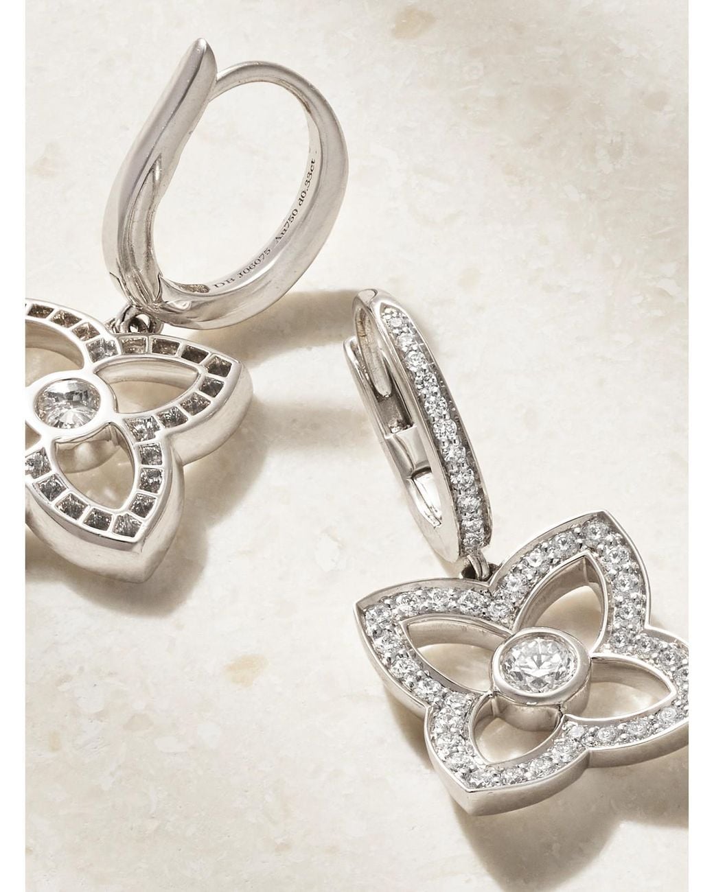 De Beers London Natural Lotus By De Beers 18-Karat Diamond Earrings