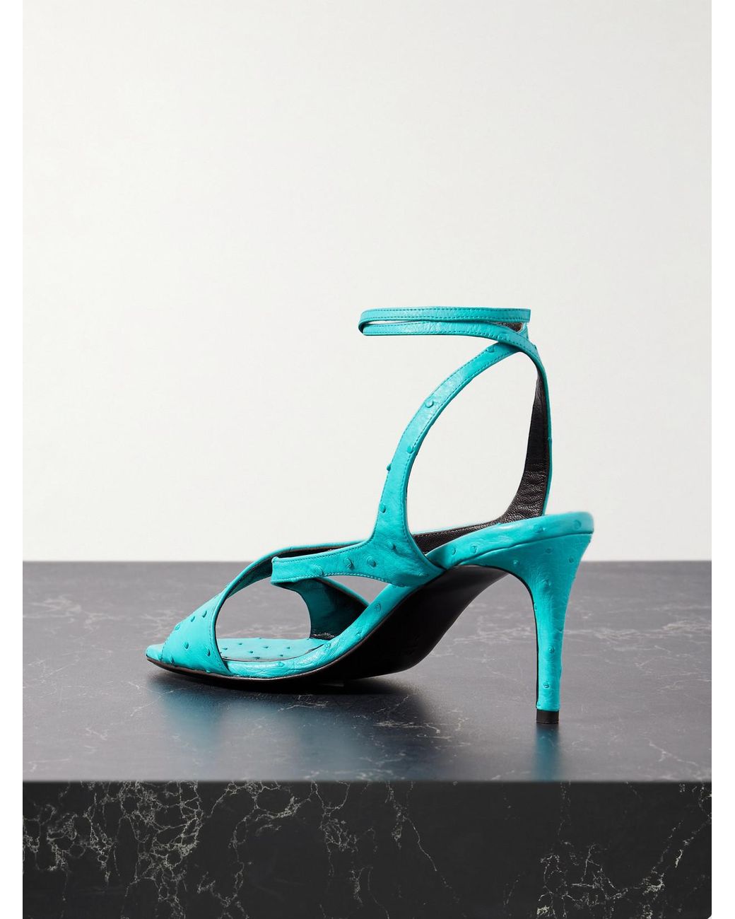 Khaite Blue Liria Ostrich Sandals