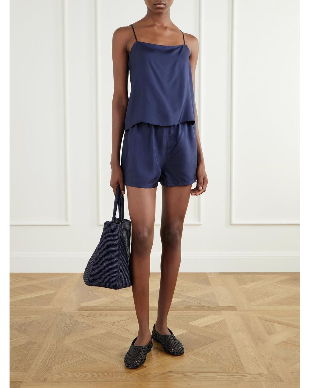 Comme Si Blue Everyday Silk-Satin Cami