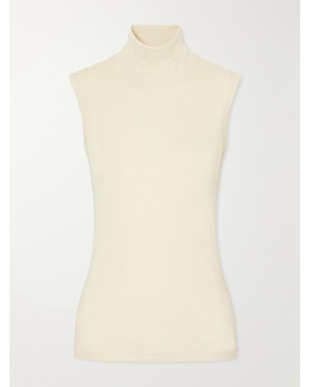 Flore Flore Natural Dinah Ribbed Organic Cotton-Jersey Turtleneck Tank