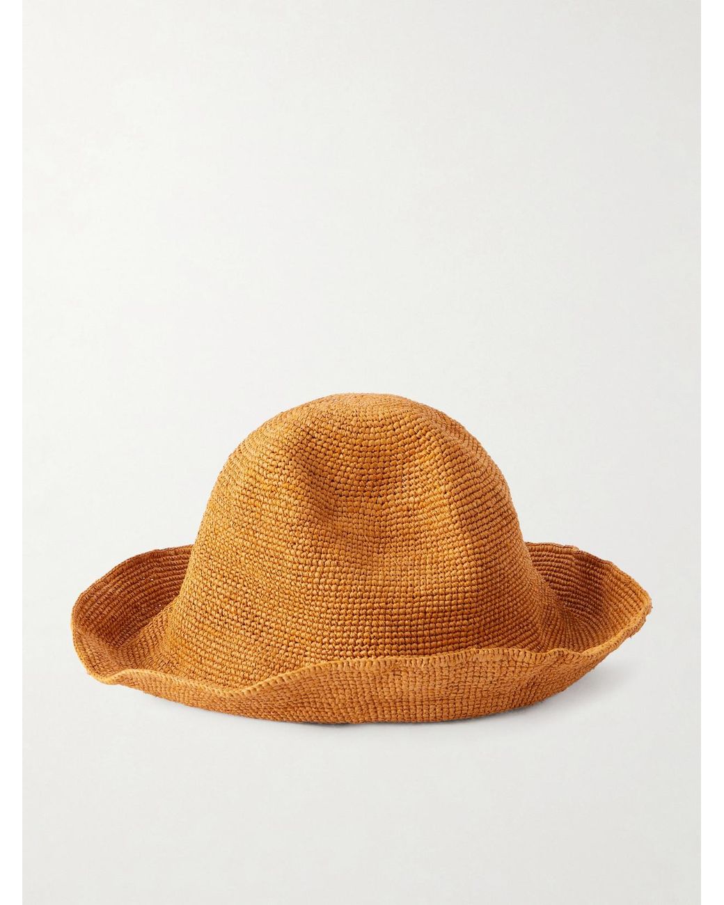 Ruslan Baginskiy Brown Monogram-Embellished Straw Bucket Hat