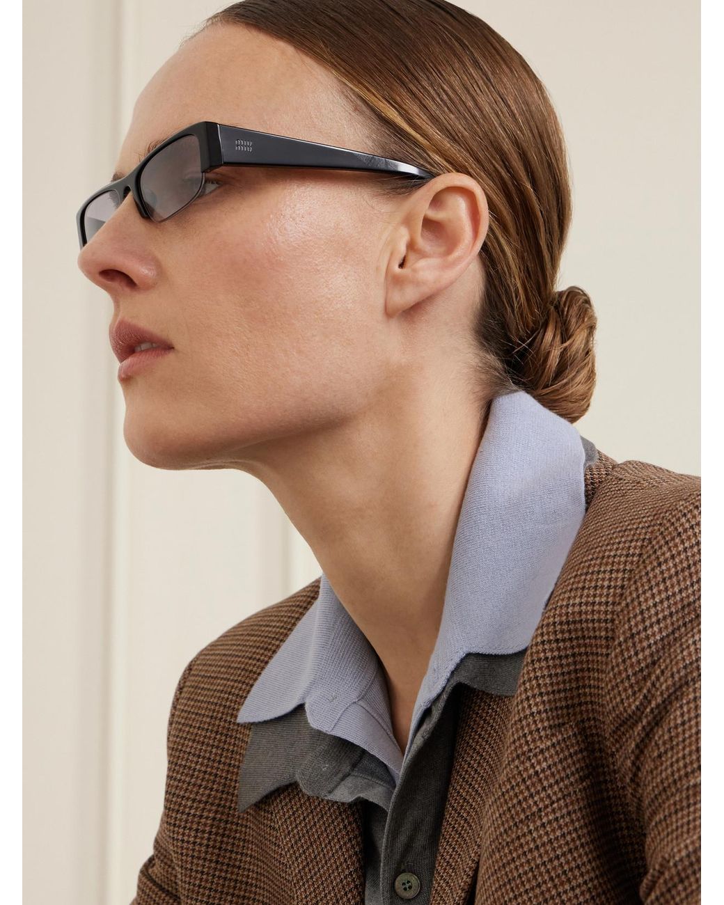 Miu Miu White Vedette Square-Frame Acetate Sunglasses Glasses