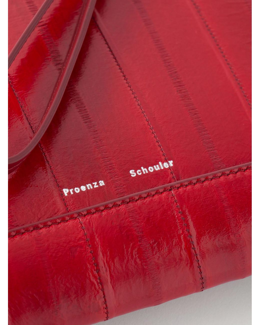 Proenza Schouler Red Leather Intarsia Leather-Trimmed Suede Pouch