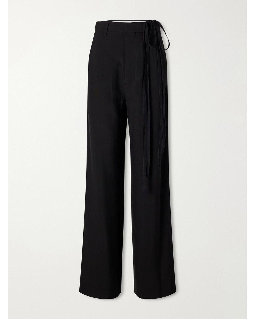 Ann Demeulemeester Black Anneke Ribbon-Detailed Jersey Wide-Leg Pants