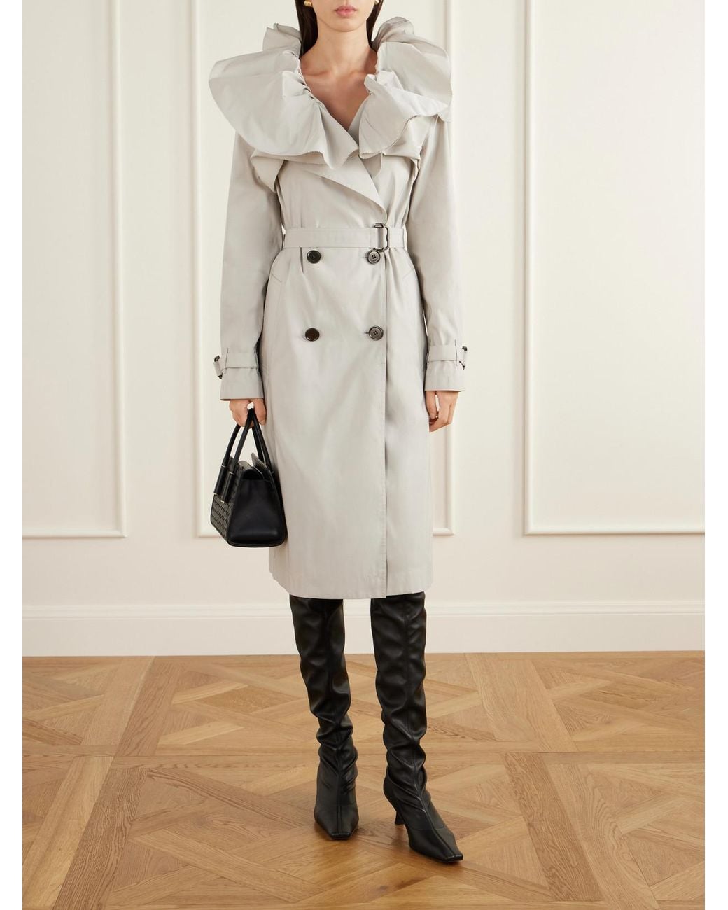 Burberry White Clare Belted Gabardine Trench Coat