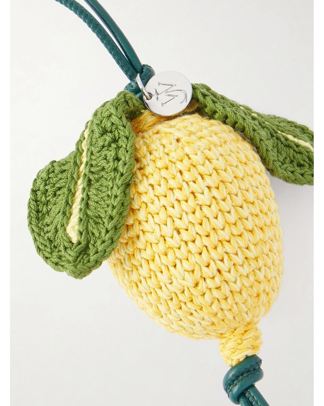 J.W. Anderson White Lemon Crocheted Cotton And Leather Bag Charm