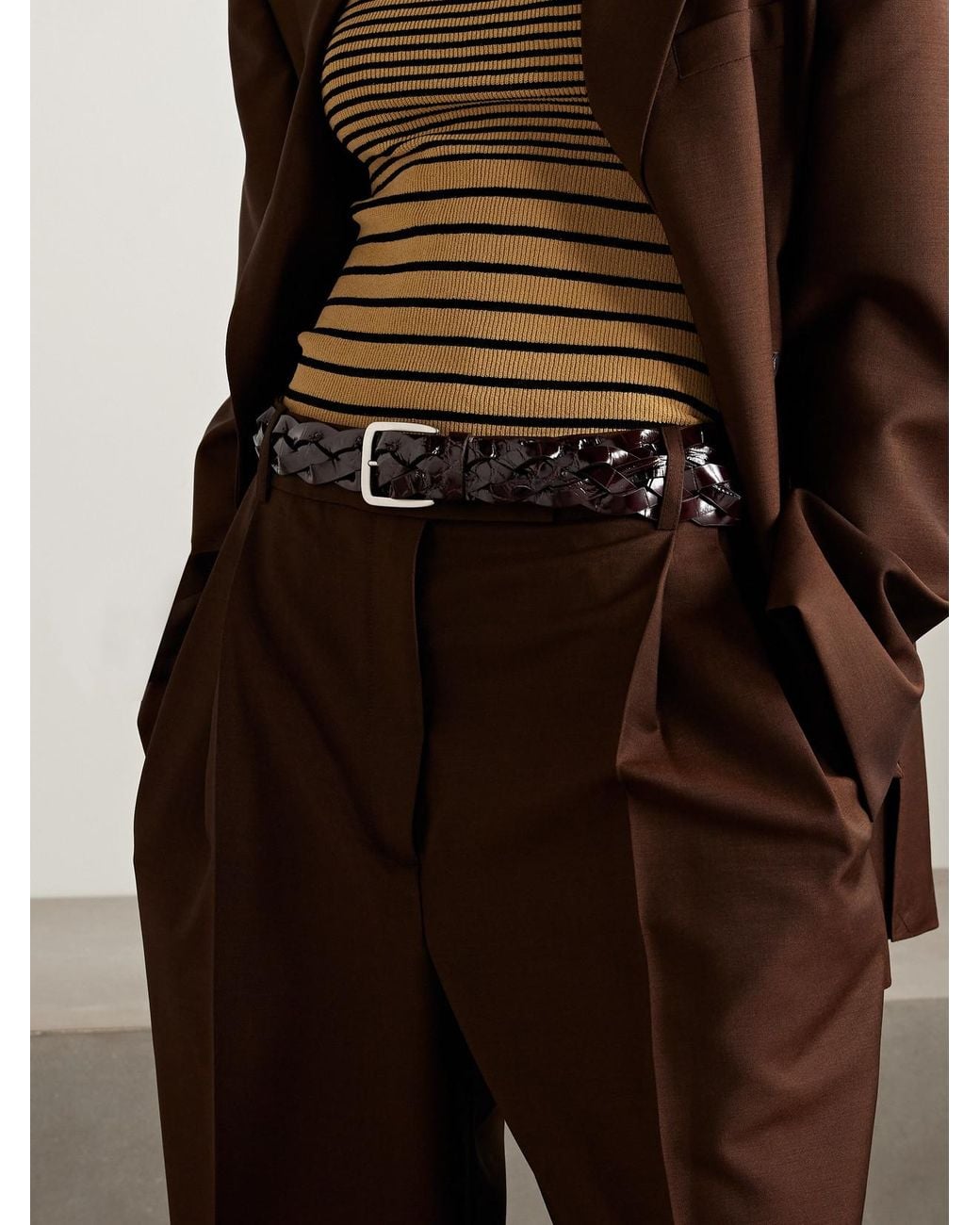 Proenza Schouler Braided Glossed Croc-Effect Leather Belt in  display picture 2