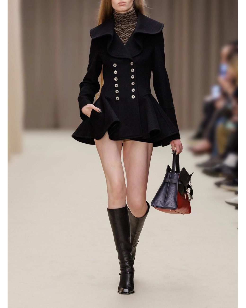 McQueen Black Double-Breasted Wool Coat