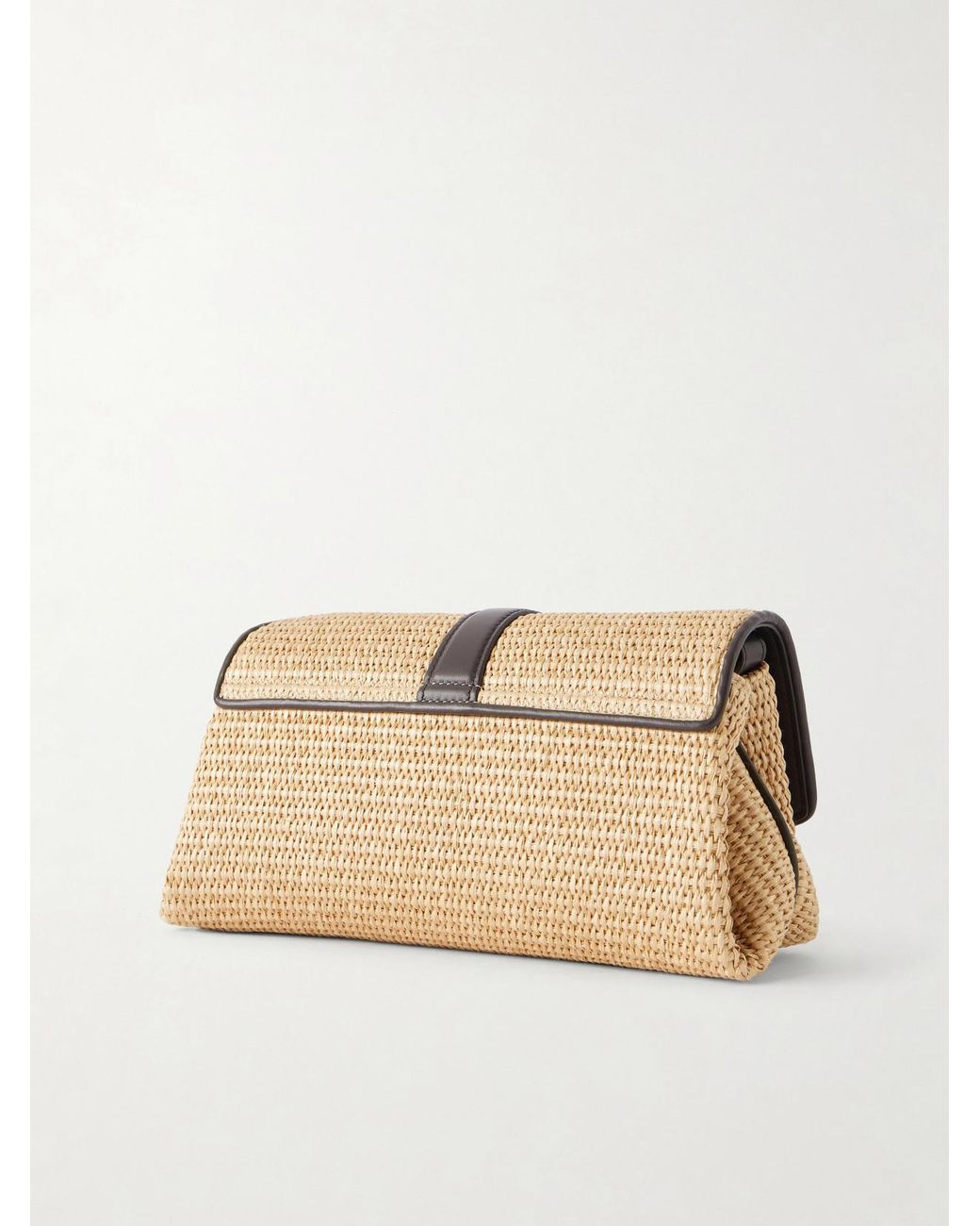 Ferragamo Natural Leather-Trimmed Woven Raffia Cross Body Bag