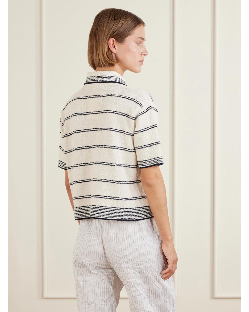 Rohe Natural Striped Cotton-Blend Terry Polo Shirt