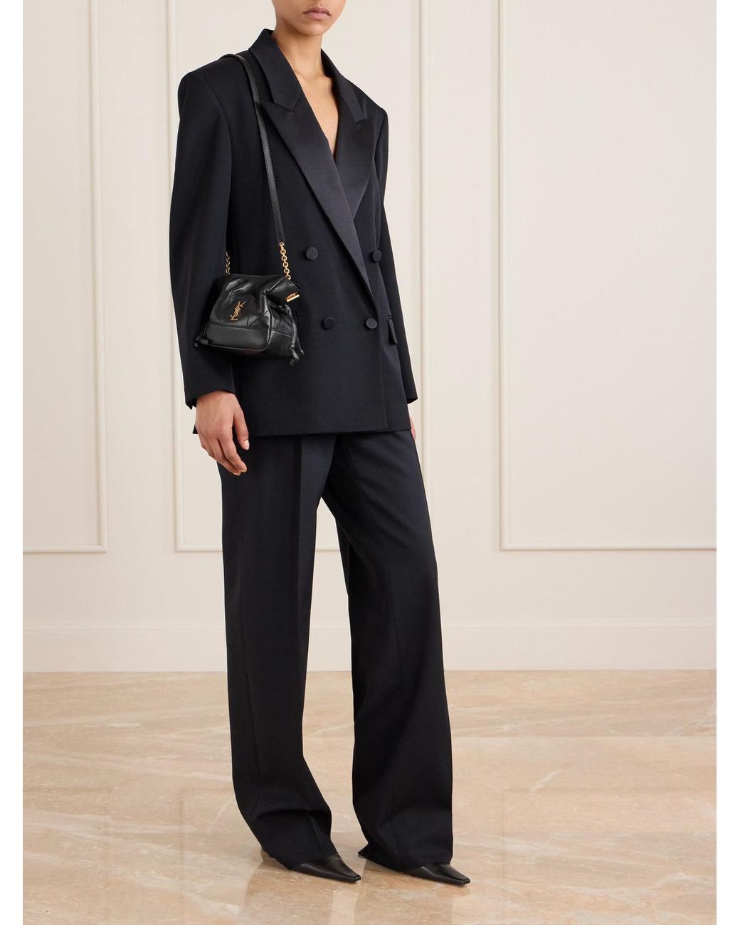 Saint Laurent Black Jamie Miniquilted Leather Shoulder Bag