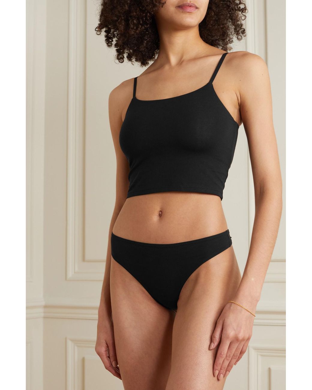 Skin + Net Sustain Set Of Seven Stretch Organic Pima Cotton-jersey Briefs  in Black