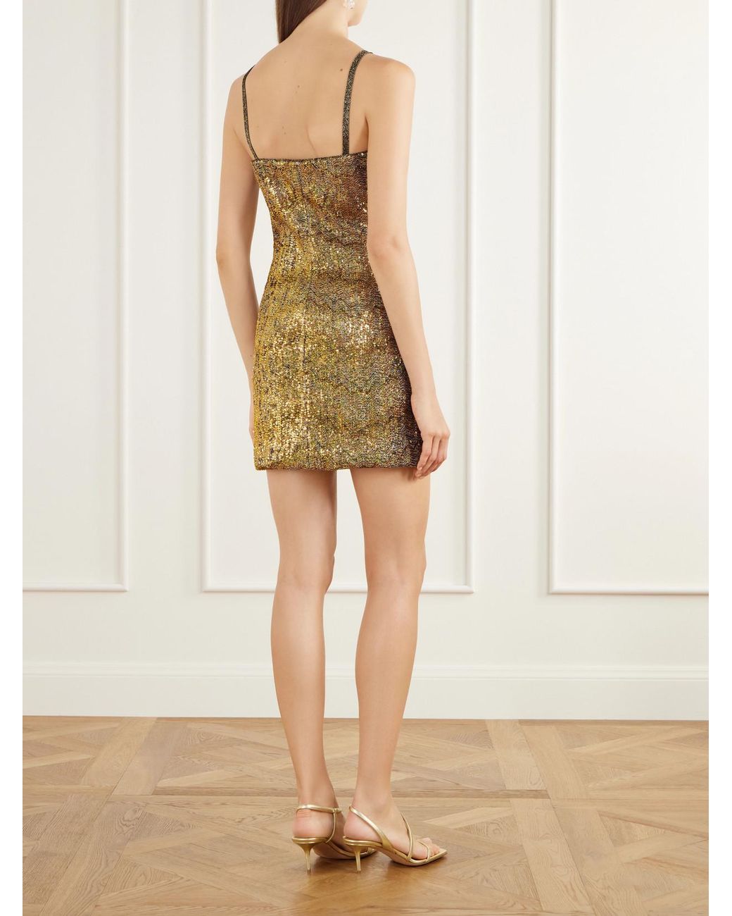 Missoni Natural Striped Metallic Crochet-Knit Mini Dress