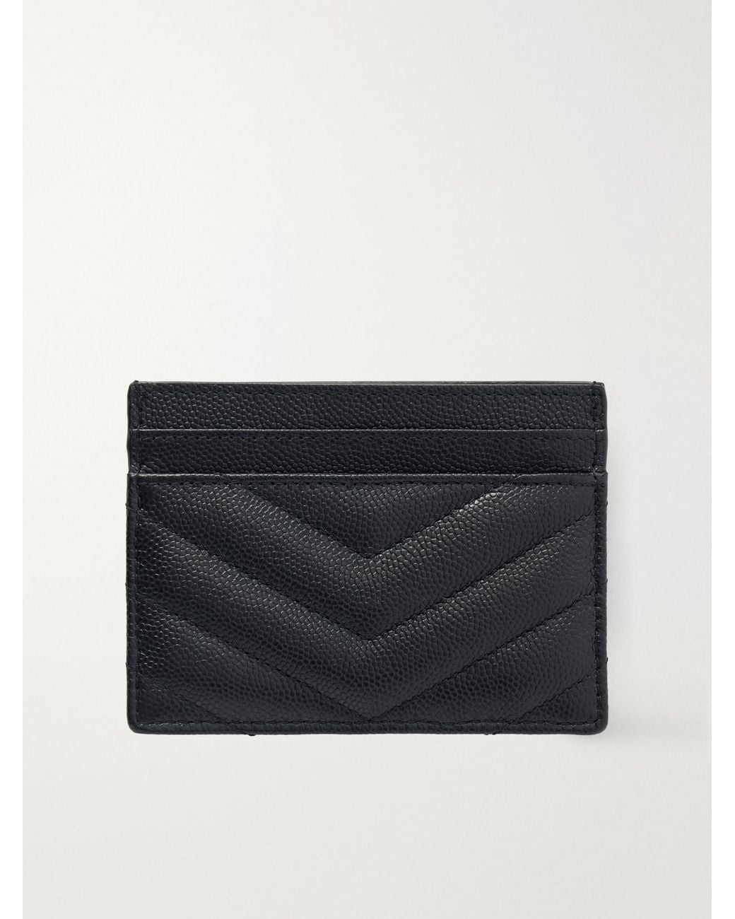 Saint Laurent Black Cassandre Matelassé Leather Card Holder