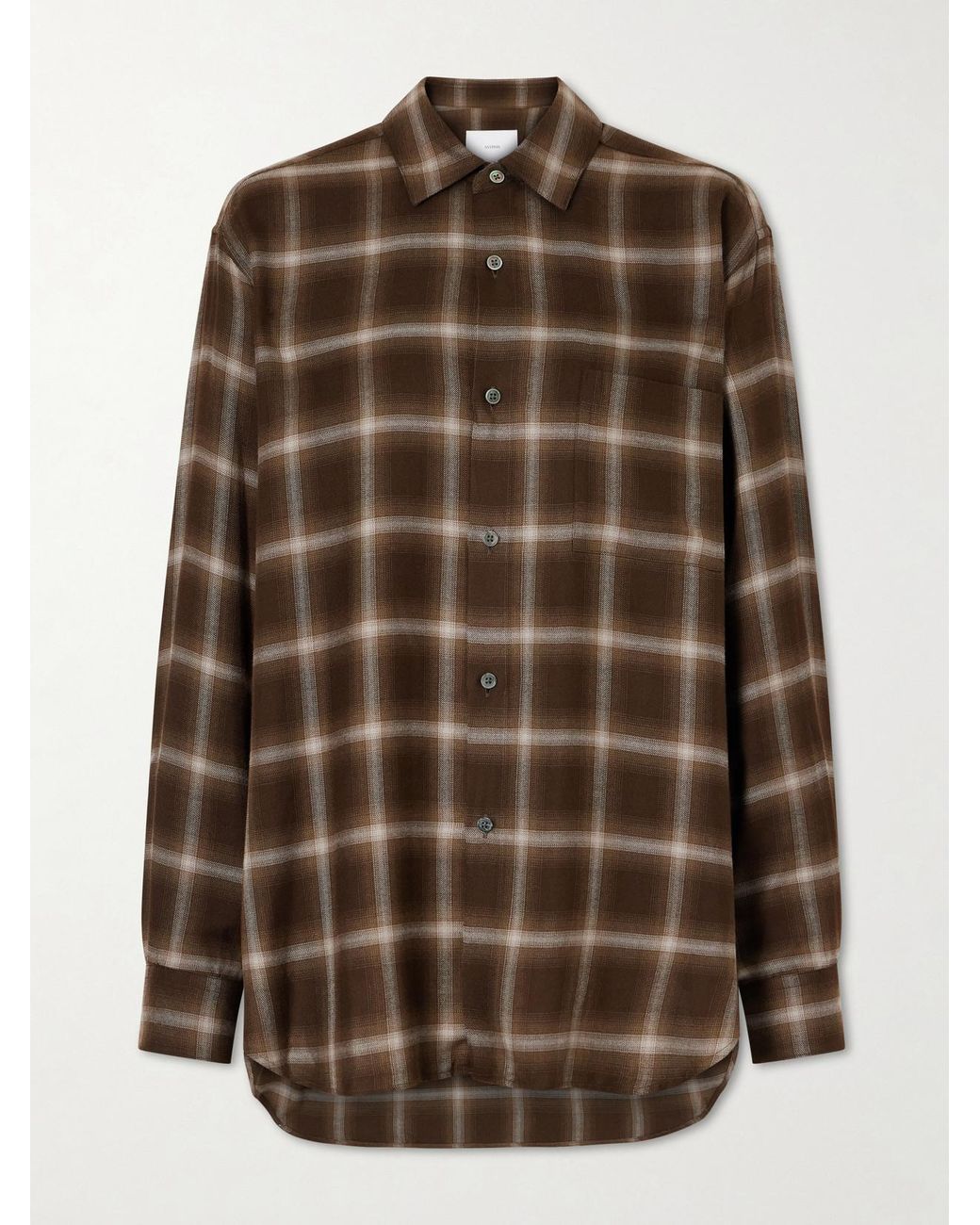 Ssstein Brown Checked Lyocell-Blend Gauze Shirt