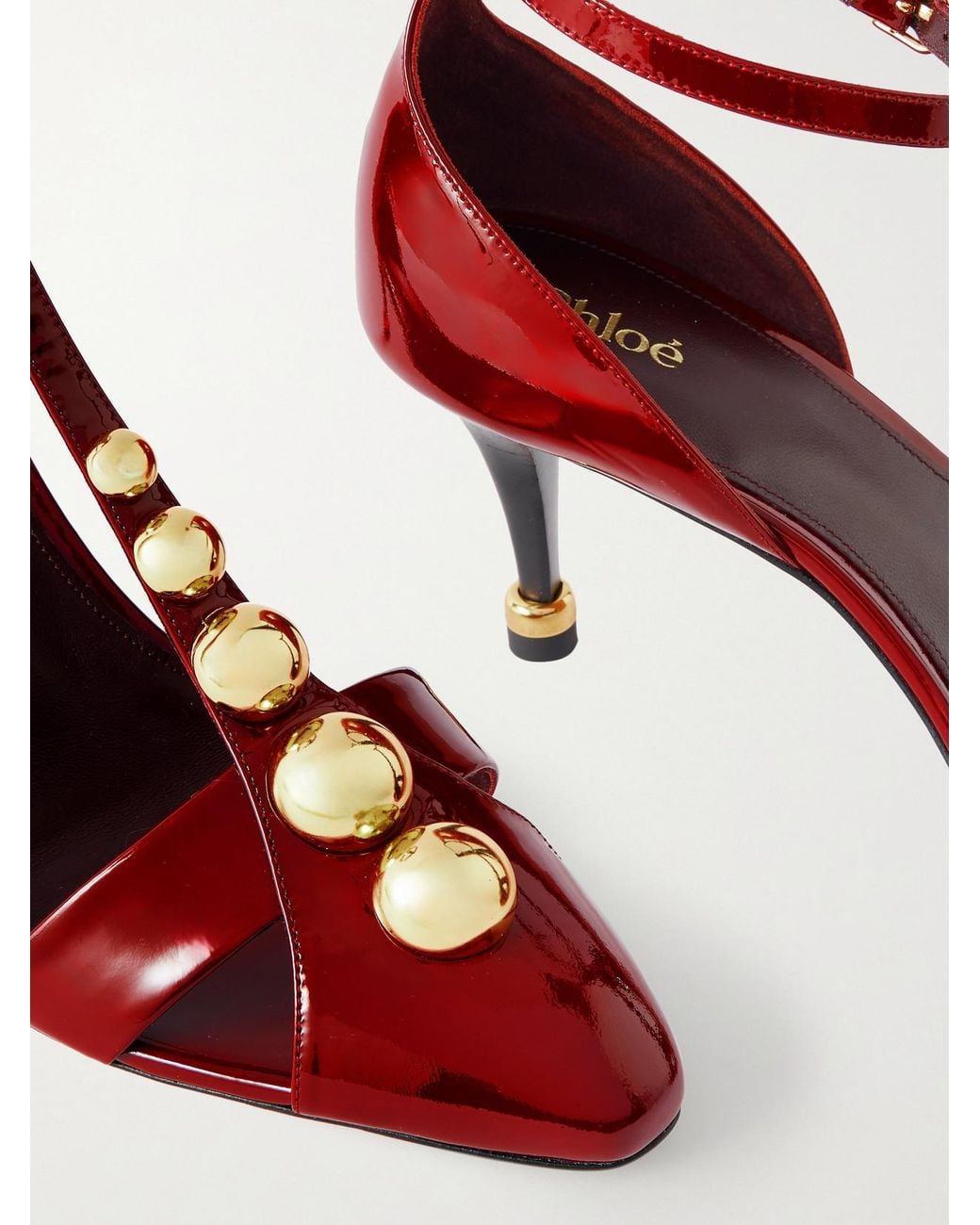 Chloé Pink Cleiat Embellished Patent-Leather Pumps