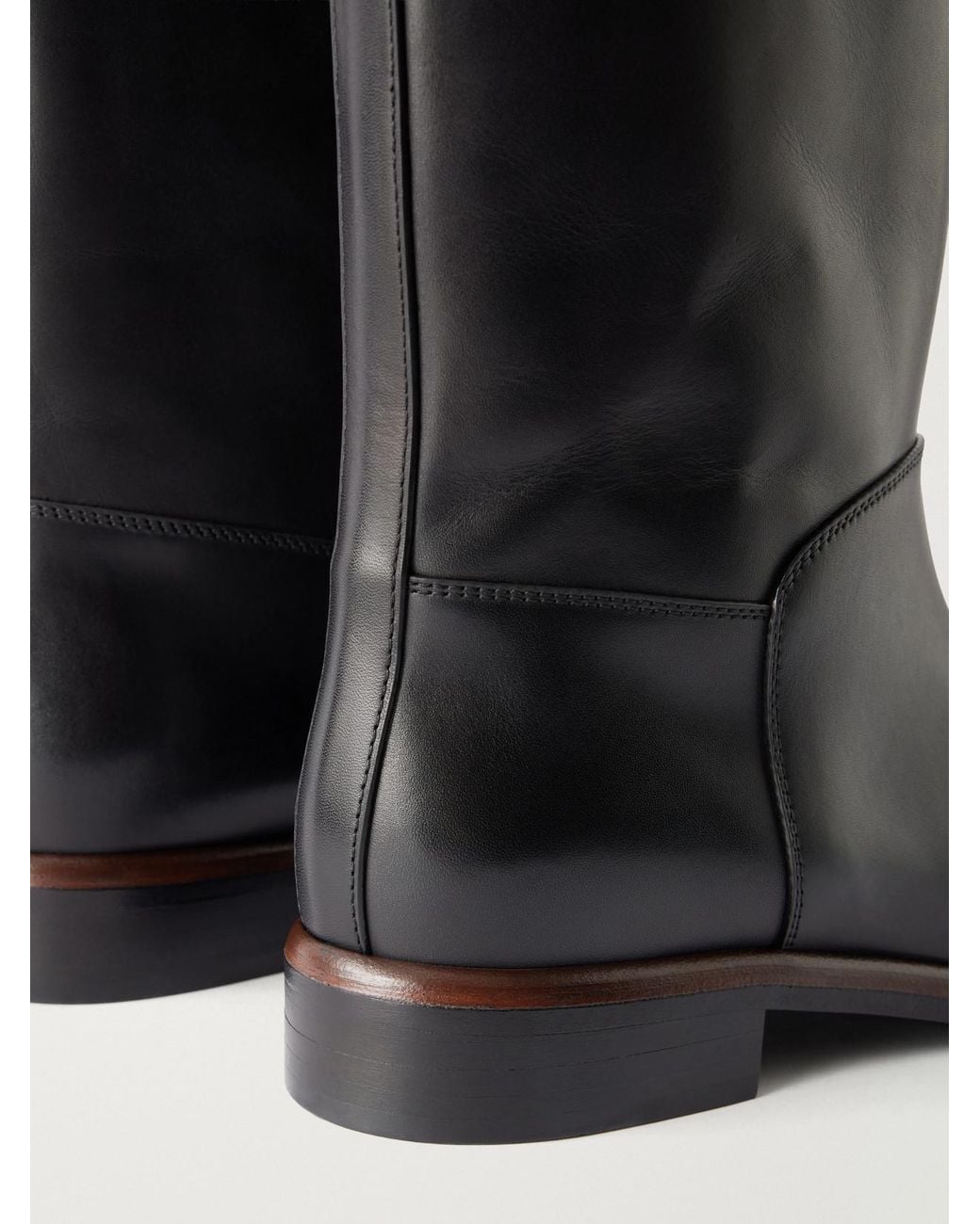 Proenza Schouler Black Esme Logo-Embossed Leather Knee Boots