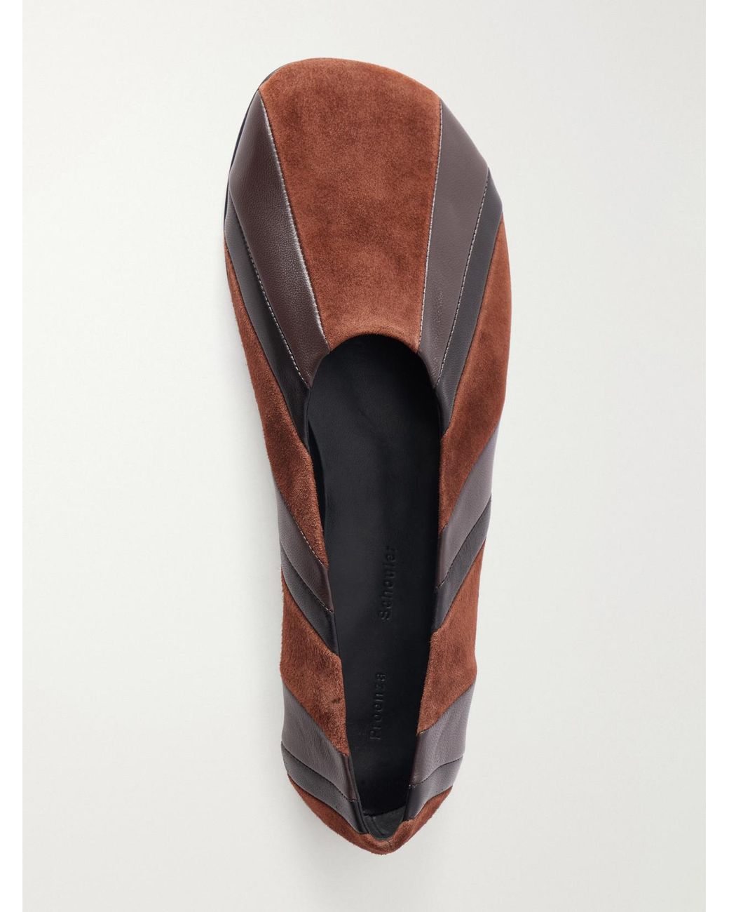 Proenza Schouler Brown Glove Paneled Leather And Suede Ballet Flats