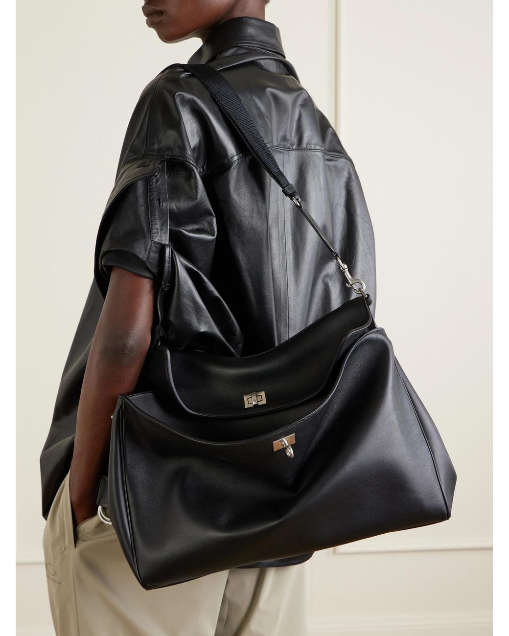 Balenciaga Black Rodeo Medium Leather Shoulder Bag
