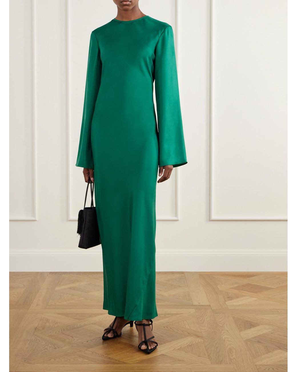 Rohe Green Silk-Satin Maxi Dress