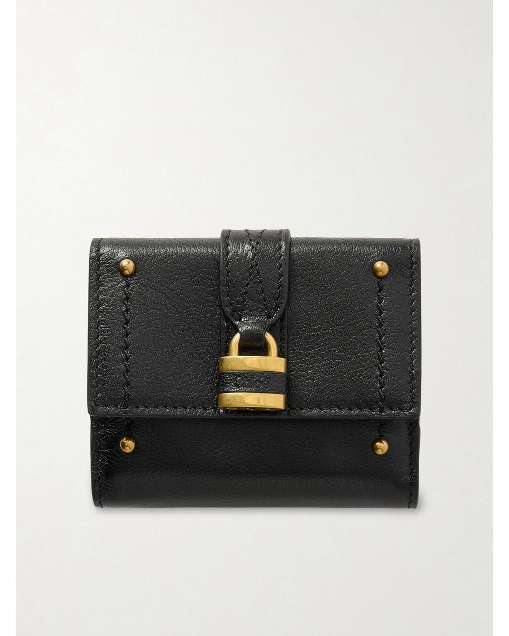 Chloé Black Paddington Embellished Textured-Leather Cardholder